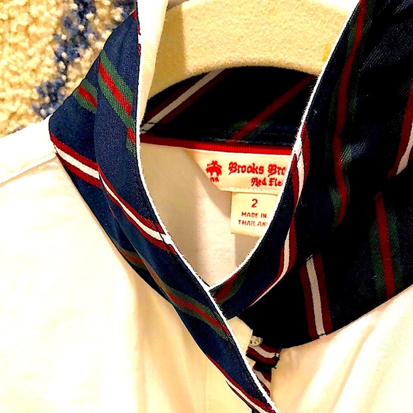Brooks brothers white button down with collar fashion trim classic mens tie trim - Picture 2 of 3
